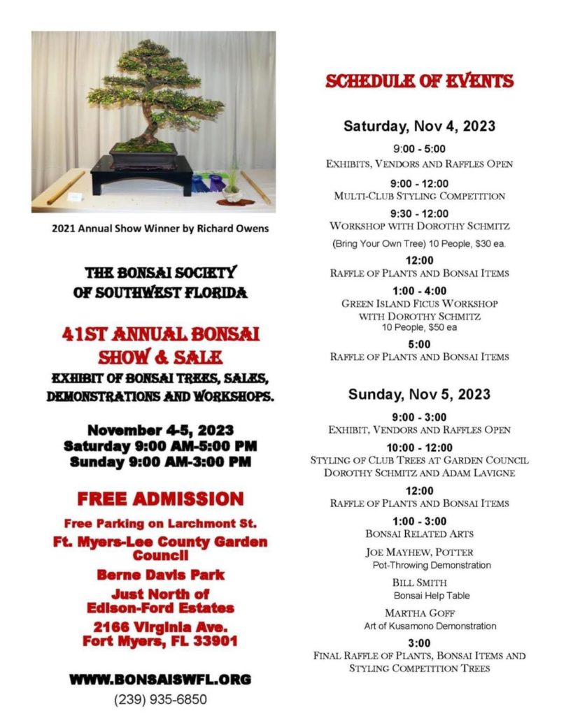 southwest florida's bonsai society annual show